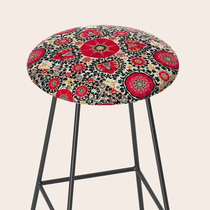Shakhrisyabz Suzani Uzbek Embroidery Print Stool Gallery Image 2