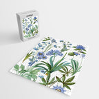 Blue Botanical Floral Jigsaw Puzzle Gallery Image 2