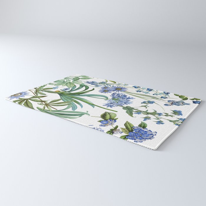 Blue Botanical Floral Rug Gallery Image 3