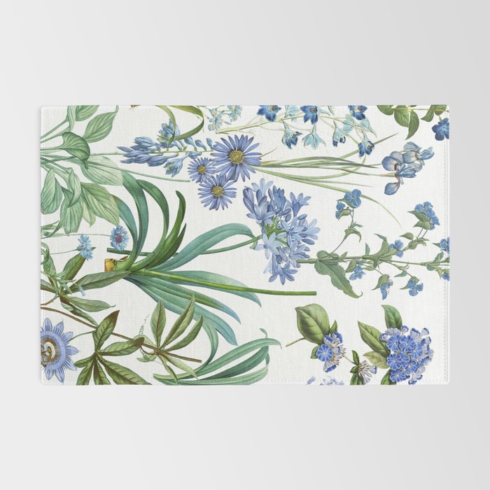 Blue Botanical Floral Rug Gallery Image 2
