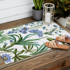Blue Botanical Floral Outdoor Rug Gallery Image 2