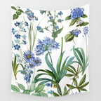 Blue Botanical Floral Wall Tapestry Gallery Image 4