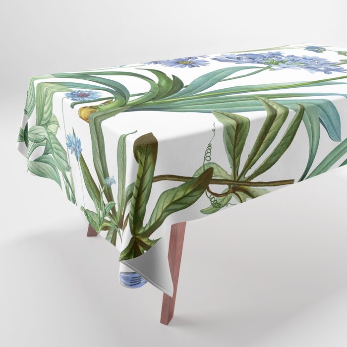 Blue Botanical Floral Tablecloth Gallery Image 1