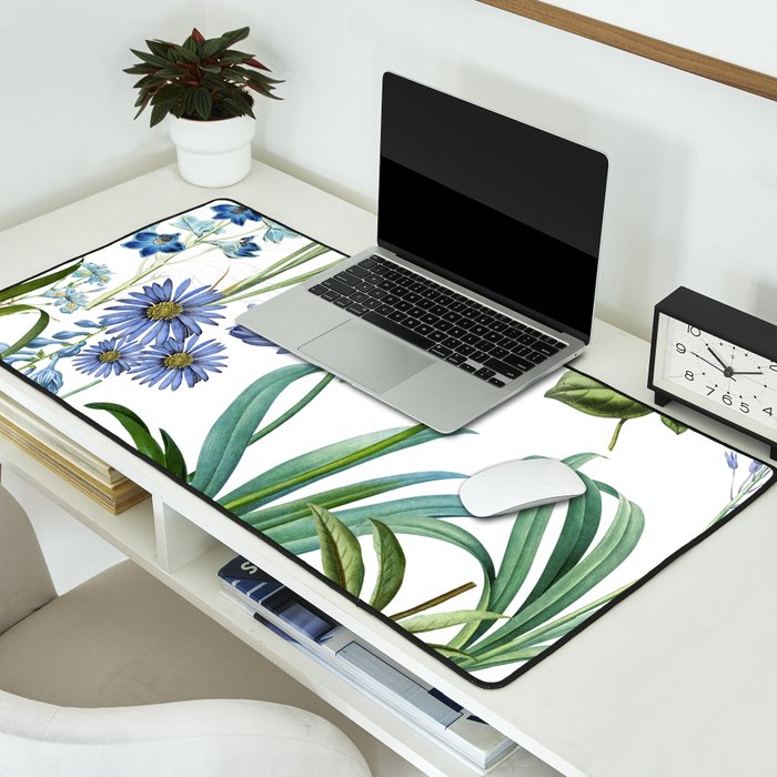 Blue Botanical Floral Desk Mat Gallery Image 2