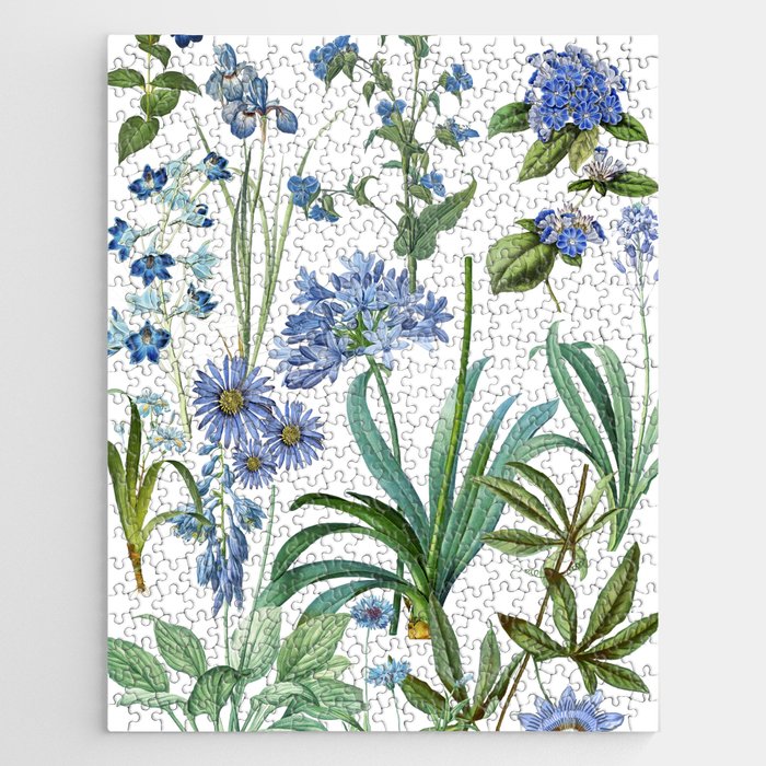 Blue Botanical Floral Jigsaw Puzzle Gallery Image 1