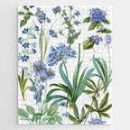 Blue Botanical Floral Jigsaw Puzzle Gallery Image 1