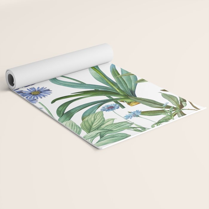 Blue Botanical Floral Yoga Mat Gallery Image 2