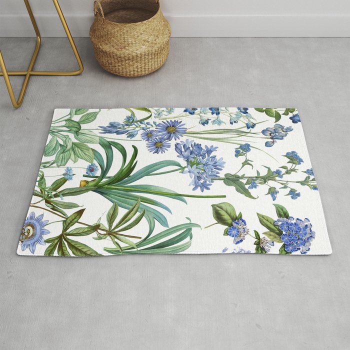Blue Botanical Floral Rug Gallery Image 1