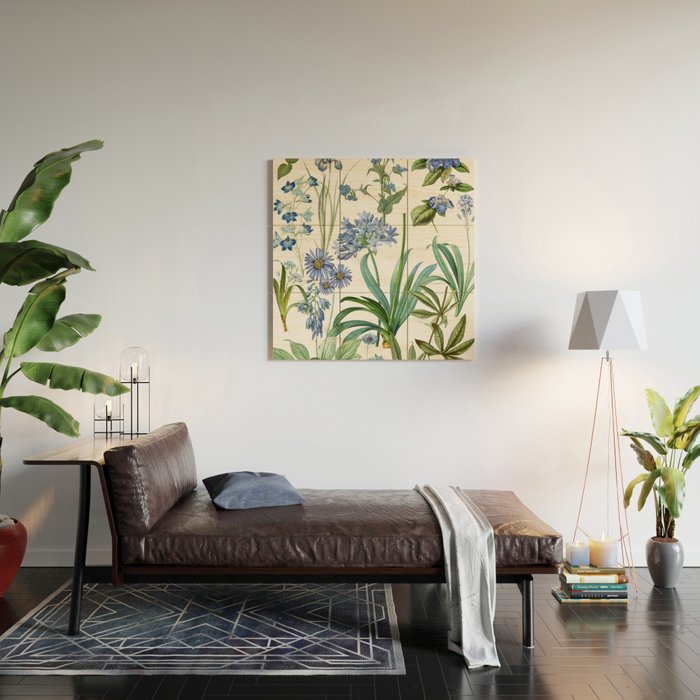 Blue Botanical Floral Wood Wall Art Gallery Image 2