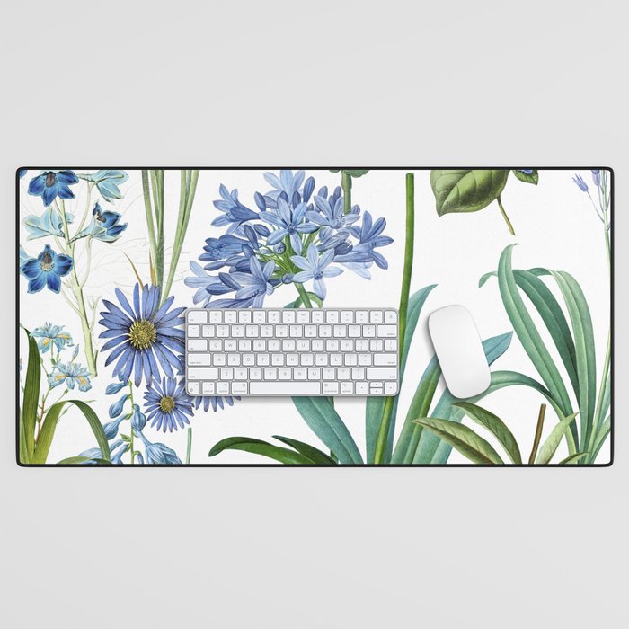 Blue Botanical Floral Desk Mat Gallery Image 1