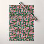 Simple Hand-cut Pattern #5 / Pink & Green Wrapping Paper Gallery Image 1