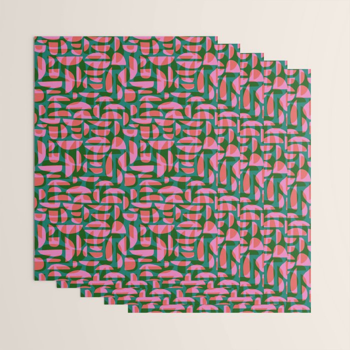 Simple Hand-cut Pattern #5 / Pink & Green Wrapping Paper Gallery Image 3