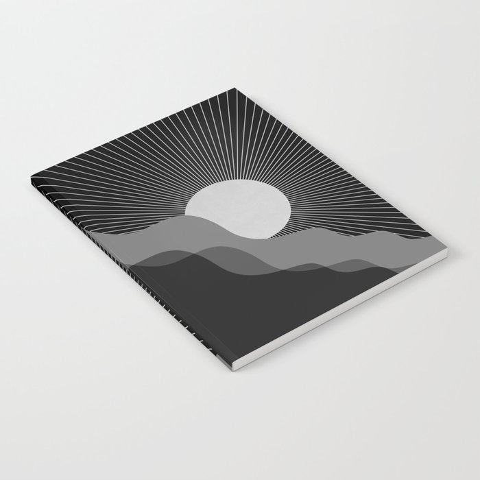 Abstraction_SUNRISE_SUNSET_BLACK_WHITE_MONO_POP_ART_0622A Notebook Gallery Image 2