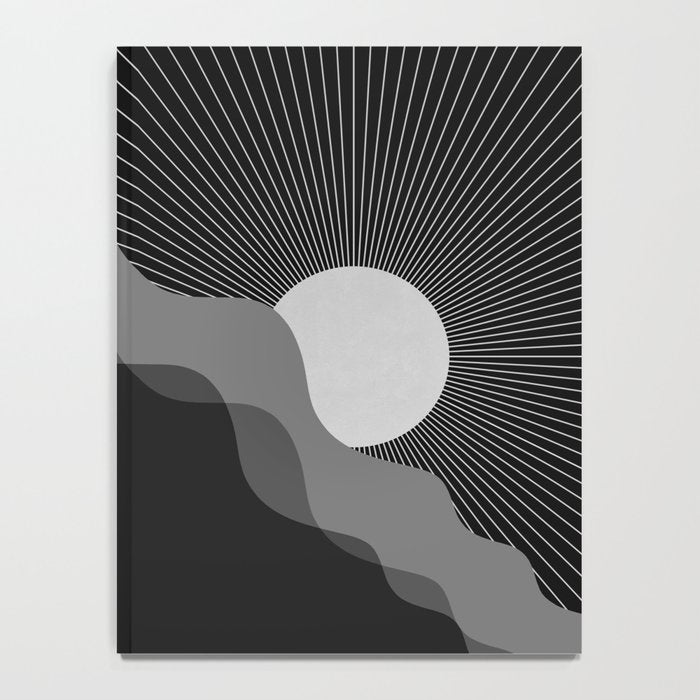 Abstraction_SUNRISE_SUNSET_BLACK_WHITE_MONO_POP_ART_0622A Notebook Gallery Image 4
