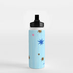 Celestial Star Twinkle in Sky Blue Watercolor Water Bottle Gallery Image 2