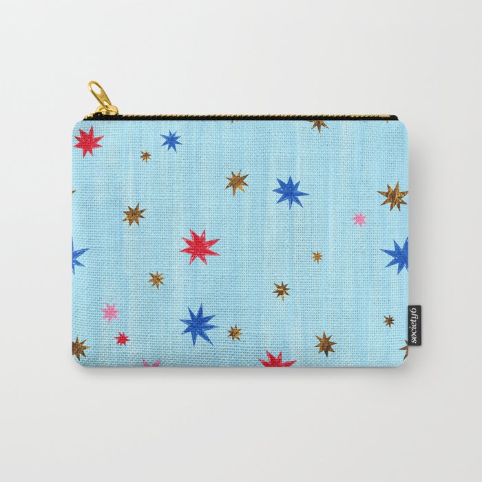 Celestial Star Twinkle in Sky Blue Watercolor Carry All Pouch Gallery Image 1