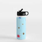 Celestial Star Twinkle in Sky Blue Watercolor Water Bottle Gallery Image 1