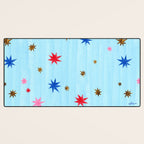 Celestial Star Twinkle in Sky Blue Watercolor Desk Mat Gallery Image 3
