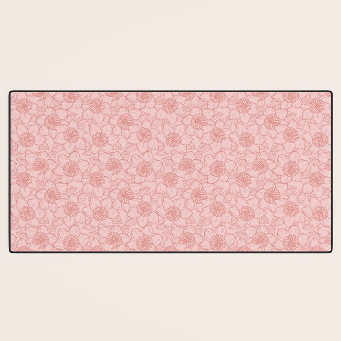 Spring Garden Flower Lineart - Pink Desk Mat Gallery Image 3
