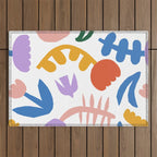 Retro spring flower nature drawing Outdoor Rug Gallery Image 1