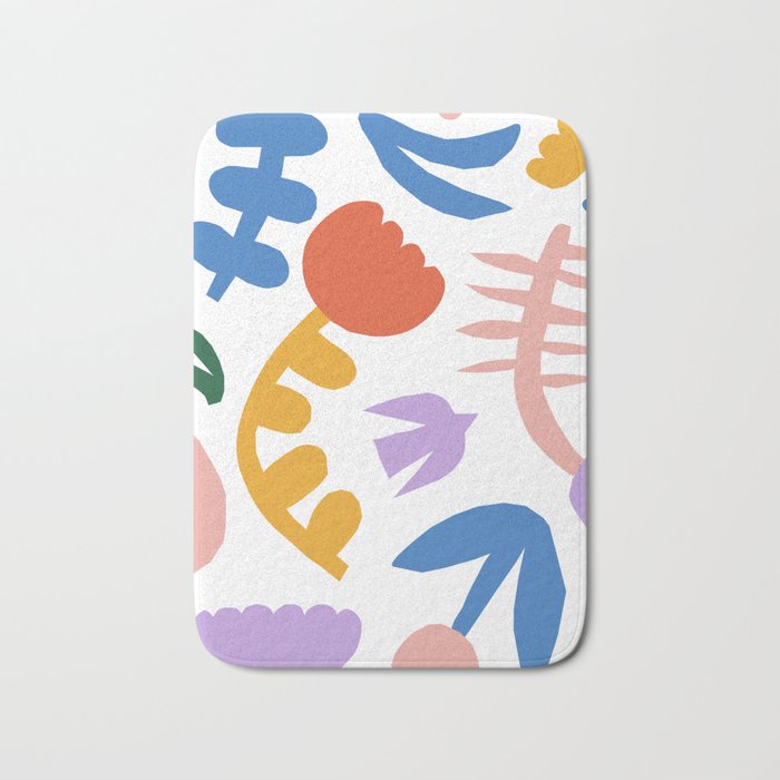 Retro spring flower nature drawing Bath Mat Gallery Image 1