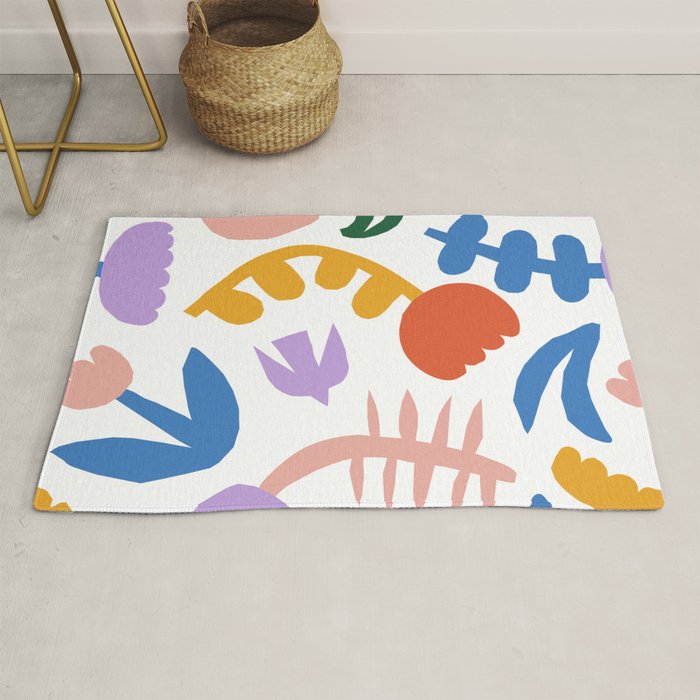 Retro spring flower nature drawing Rug Gallery Image 1