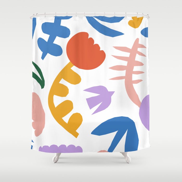 Retro spring flower nature drawing Shower Curtain Gallery Image 1