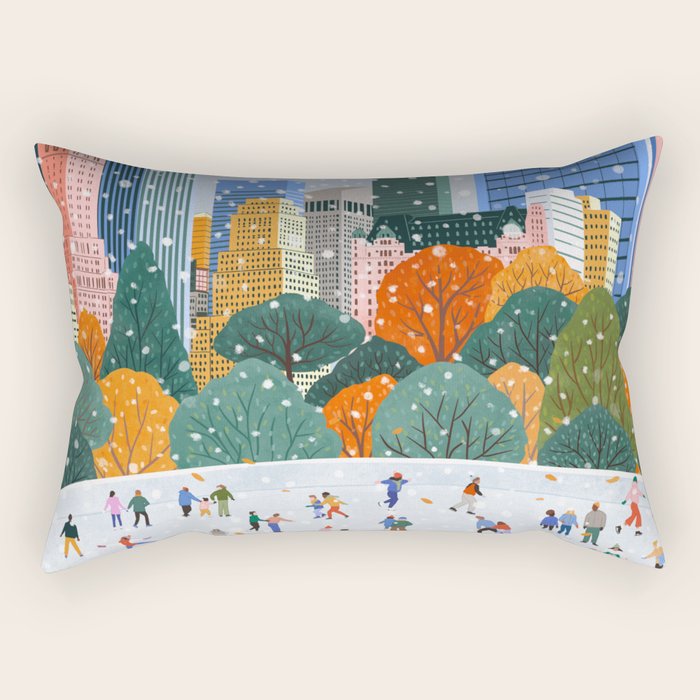 Winter in New York City Rectangular Pillow Gallery Image 2