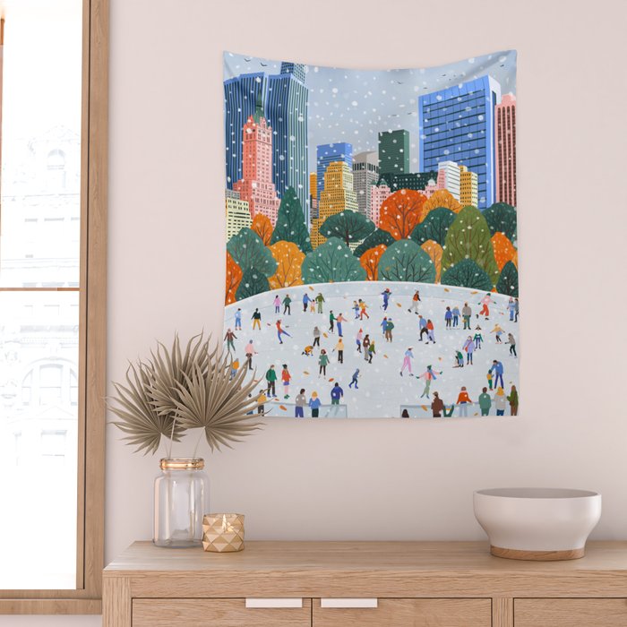 Winter in New York City Wall Tapestry Gallery Image 2