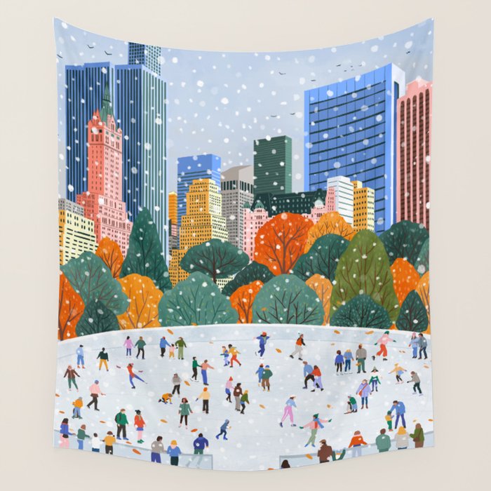 Winter in New York City Wall Tapestry Gallery Image 4