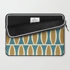 Mid Century Modern Geometric Oval Pattern 227 Blue Gold and Beige Laptop Sleeve Gallery Image 2