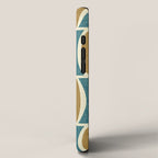 Mid Century Modern Geometric Oval Pattern 227 Blue Gold and Beige iPhone Case Gallery Image 2