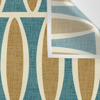 Mid Century Modern Geometric Oval Pattern 227 Blue Gold and Beige Wall Tapestry Gallery Image 3
