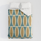 Mid Century Modern Geometric Oval Pattern 227 Blue Gold and Beige Duvet Cover Gallery Image 6