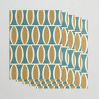 Mid Century Modern Geometric Oval Pattern 227 Blue Gold and Beige Wrapping Paper Gallery Image 3