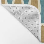 Mid Century Modern Geometric Oval Pattern 227 Blue Gold and Beige Bath Mat Gallery Image 2