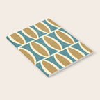 Mid Century Modern Geometric Oval Pattern 227 Blue Gold and Beige Notebook Gallery Image 2