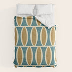 Mid Century Modern Geometric Oval Pattern 227 Blue Gold and Beige Comforter Gallery Image 6