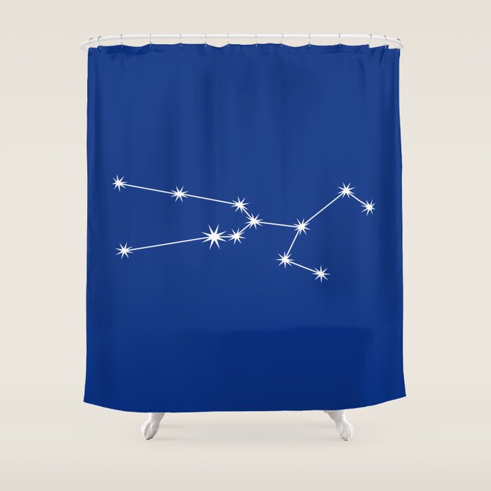 Taurus Zodiac Star Constellation Line Art Dark Blue Shower Curtain Gallery Image 1
