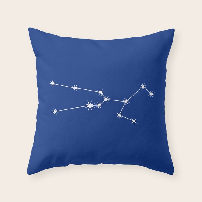 Taurus Zodiac Star Constellation Line Art Dark Blue Throw Pillow Gallery Image 6