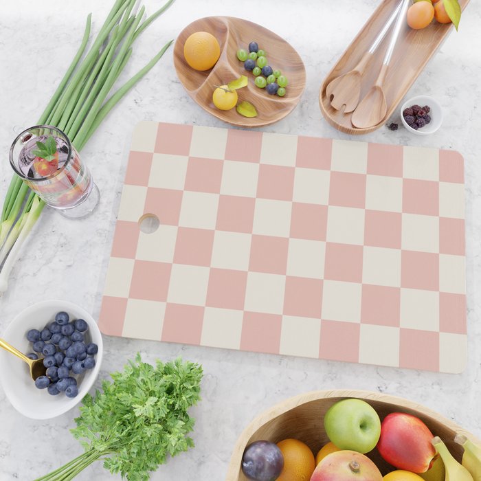 Checkered (Pink Cream) Cutting Board Gallery Image 2