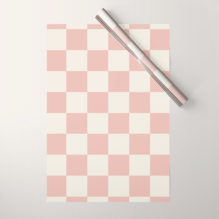 Checkered (Pink Cream) Wrapping Paper Gallery Image 1