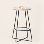 Happy Smiley Face & Retro Rainbows in Dusty Pink Stool Gallery Image 1