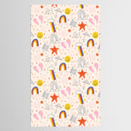 Happy Smiley Face & Retro Rainbows in Dusty Pink Tablecloth Gallery Image 2