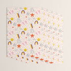 Happy Smiley Face & Retro Rainbows in Dusty Pink Wrapping Paper Gallery Image 3