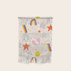 Happy Smiley Face & Retro Rainbows in Dusty Pink Wall Hanging Gallery Image 1