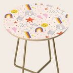 Happy Smiley Face & Retro Rainbows in Dusty Pink Side Table Gallery Image 2