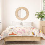 Happy Smiley Face & Retro Rainbows in Dusty Pink Duvet Cover Gallery Image 3