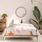Happy Smiley Face & Retro Rainbows in Dusty Pink Comforter Gallery Image 3