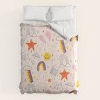 Happy Smiley Face & Retro Rainbows in Dusty Pink Comforter Gallery Image 6